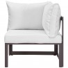 Modway Fortuna 8 Piece Outdoor Patio Sectional Sofa Set in Brown White - Corner Chair in Side Angle