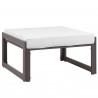 Modway Fortuna 8 Piece Outdoor Patio Sectional Sofa Set in Brown White - Ottoman in Front Side Angle