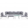 Modway Fortuna 8 Piece Outdoor Patio Sectional Sofa Set in White Gray - Set in Front Angle