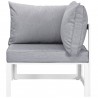 Modway Fortuna 8 Piece Outdoor Patio Sectional Sofa Set in White Gray - Corner Chair in Side Angle