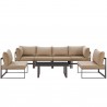 Modway Fortuna 7 Piece Outdoor Patio Sectional Sofa Set in Brown Mocha - Set in Front Angle
