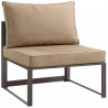 Modway Fortuna 7 Piece Outdoor Patio Sectional Sofa Set in Brown Mocha - Armless Chair in Front Side Angle
