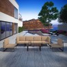 Modway Fortuna 7 Piece Outdoor Patio Sectional Sofa Set in Brown Mocha - Lifestyle