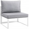 Modway Fortuna 7 Piece Outdoor Patio Sectional Sofa Set in White Gray - Armless Chair in Front Side Angle