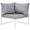 Modway Fortuna 7 Piece Outdoor Patio Sectional Sofa Set in White Gray - Corner Chair in Front Angle