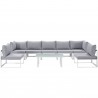 Modway Fortuna 8 Piece Outdoor Patio Sectional Sofa Set - White Gray - Set in Front Angle