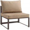Modway Fortuna 6 Piece Outdoor Patio Sectional Sofa Set in Brown Mocha - Armless Chair in Front Side Angle