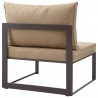 Modway Fortuna 6 Piece Outdoor Patio Sectional Sofa Set in Brown Mocha - Armless Chair in Back Side Angle