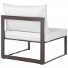 Modway Fortuna 6 Piece Outdoor Patio Sectional Sofa Set in Brown White - Armless Chair in Back Side Angle