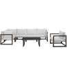 Modway Fortuna 7 Piece Outdoor Patio Sectional Sofa Set in Brown White - Set in Front Angle