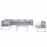 Modway Fortuna 7 Piece Outdoor Patio Sectional Sofa Set in White Gray - Set in Front Angle