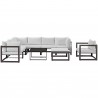 Modway Fortuna 9 Piece Outdoor Patio Sectional Sofa Set in Brown White - Set in Front Angle