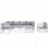 Modway Fortuna 9 Piece Outdoor Patio Sectional Sofa Set in White Gray - Set in Front Angle