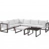 Modway Fortuna 8 Piece Outdoor Patio Sectional Sofa Set - Brown White - Set in Front Side Angle