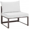 Modway Fortuna 7 Piece Outdoor Patio Sectional Sofa Set - Brown White - Armless Chair in Front Side Angle