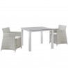 Modway Junction 3 Piece Outdoor Patio Wicker Dining Set in Gray White - Front Angle