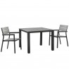 Modway Maine 3 Piece Outdoor Patio Dining Set in Brown Gray - Front Angle