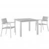 Modway Maine 3 Piece Outdoor Patio Dining Set in White Light Gray - Front Angle