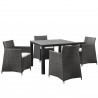 Modway Junction 5 Piece Outdoor Patio Dining Set in Brown White - Front Side Angle