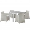 Modway Junction 5 Piece Outdoor Patio Dining Set in Gray White - Front Side Angle