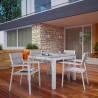 Modway Maine 5 Piece Outdoor Patio Dining Set in White Light Gray - Chair - Lifestyle