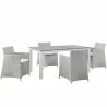 Modway Junction 5 Piece Outdoor Patio Dining Set in Gray White - Front Angle - Modway Junction 5 Piece Outdoor Patio Dining Set in Gray White - Front Angle