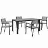 Modway Maine 5 Piece Outdoor Patio Dining Set in Brown Gray - Front Angle - Modway Maine 5 Piece Outdoor Patio Dining Set in Brown Gray - Front Angle