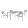 Modway Maine 5 Piece Outdoor Patio Dining Set in White Light Gray - Front Angle