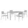 Modway Maine 5 Piece Outdoor Patio Dining Set in White Light Gray - Front Angle - Modway Maine 5 Piece Outdoor Patio Dining Set in White Light Gray - Front Angle