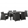 Modway Junction 7 Piece Outdoor Patio Dining Set in Brown White - Front Angle