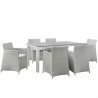 Modway Junction 7 Piece Outdoor Patio Dining Set in Gray White - Front Angle - Modway Junction 7 Piece Outdoor Patio Dining Set in Gray White - Front Angle