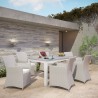 Modway Junction 7 Piece Outdoor Patio Dining Set in Gray White - Lifestyle
