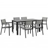 Modway Maine 7 Piece Outdoor Patio Dining Set in Brown Gray - Front Angle