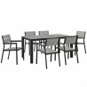 Modway Maine 7 Piece Outdoor Patio Dining Set in Brown Gray - Front Angle - Modway Maine 7 Piece Outdoor Patio Dining Set in Brown Gray - Front Angle
