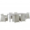 Modway Junction 7 Piece Outdoor Patio Dining Set in Gray White - Front Side Angle