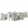 Modway Junction 7 Piece Outdoor Patio Dining Set in Gray White - Front Side Angle - Modway Junction 7 Piece Outdoor Patio Dining Set in Gray White - Front Side Angle