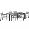 Modway Maine 7 Piece Outdoor Patio Dining Set in Brown Gray - Front Side Angle