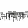 Modway Maine 7 Piece Outdoor Patio Dining Set in Brown Gray - Front Side Angle - Modway Maine 7 Piece Outdoor Patio Dining Set in Brown Gray - Front Side Angle