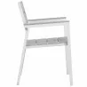 Modway Maine 7 Piece Outdoor Patio Dining Set in White Light Gray - Dining Chair - Side Angle - Modway Maine 7 Piece Outdoor Patio Dining Set in White Light Gray - Dining Chair - Side Angle