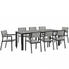 Modway Maine 9 Piece Outdoor Patio Dining Set in Brown Gray - Front Side Angle