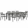 Modway Maine 9 Piece Outdoor Patio Dining Set in Brown Gray - Front Side Angle - Modway Maine 9 Piece Outdoor Patio Dining Set in Brown Gray - Front Side Angle
