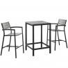 Modway Maine 3 Piece Outdoor Patio Dining Set in Brown Gray - Front Angle