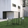 Modway Maine 3 Piece Outdoor Patio Dining Set in Brown Gray - Stool - Lifestyle