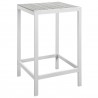Modway Maine 3 Piece Outdoor Patio Dining Set in White Light Gray - Bar Table - Front Side Angle