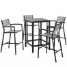 Modway Maine 5 Piece Outdoor Patio Bar Set in Brown Gray - Front Angle
