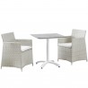 Modway Junction 3 Piece Outdoor Patio Dining Set in Gray White - Set Front Angle