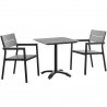 Modway Maine 3 Piece Outdoor Patio Dining Set in Brown Gray - Set Front Angle