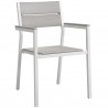 Modway Maine 3 Piece Outdoor Patio Dining Set in White Light Gray - Dining Chair - Front Side Angle