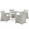 Modway Junction 5 Piece Outdoor Patio Dining Set in Gray White - Set in Front Angle