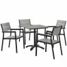 Modway Maine 5 Piece Outdoor Patio Dining Set in Brown Gray - Set in Front Angle - Modway Maine 5 Piece Outdoor Patio Dining Set in Brown Gray - Set in Front Angle
